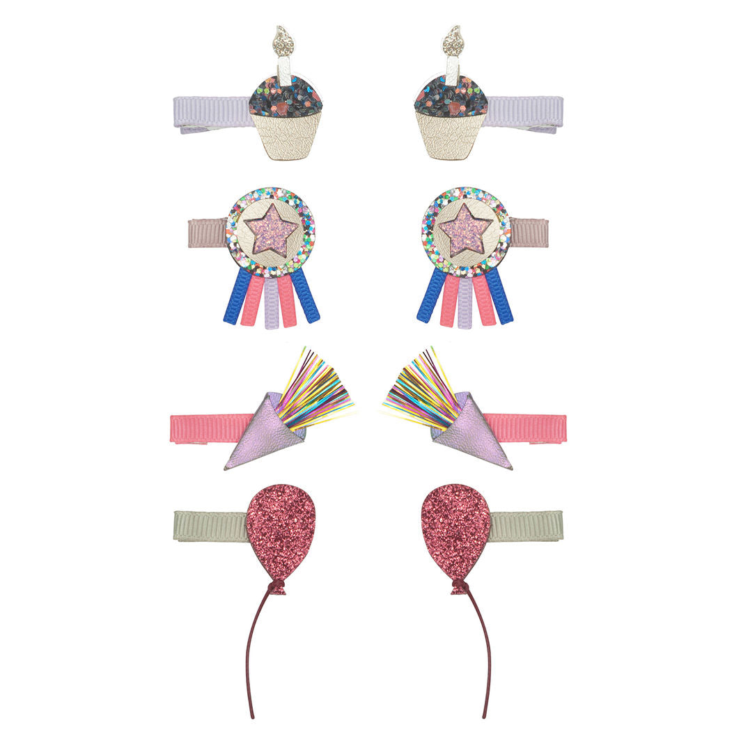 Mimi & Lula Hair Clips, Set of 8 - Birthday Theme Party Time
