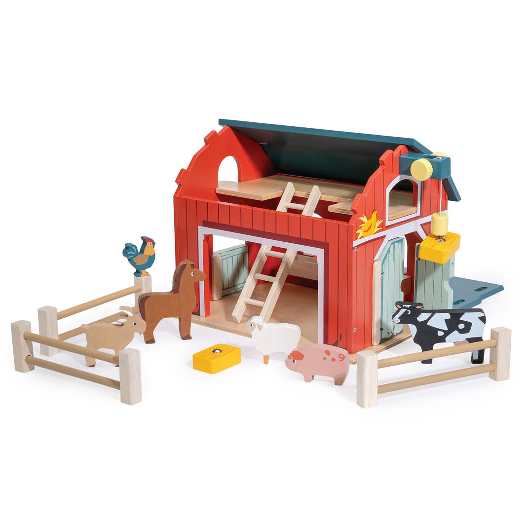 Mentari, Large Red Barn with Animals