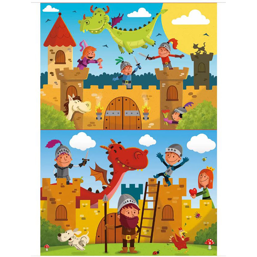 Educa Puzzle Set, 2 Puzzles – Dragons & Knights, 48 Pieces