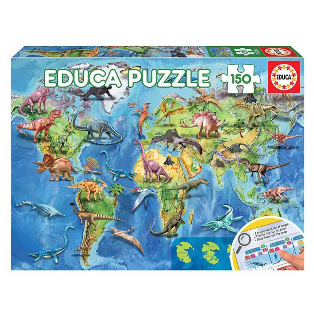Educa Puzzle, Dinosaurs World Map - 150 Pieces