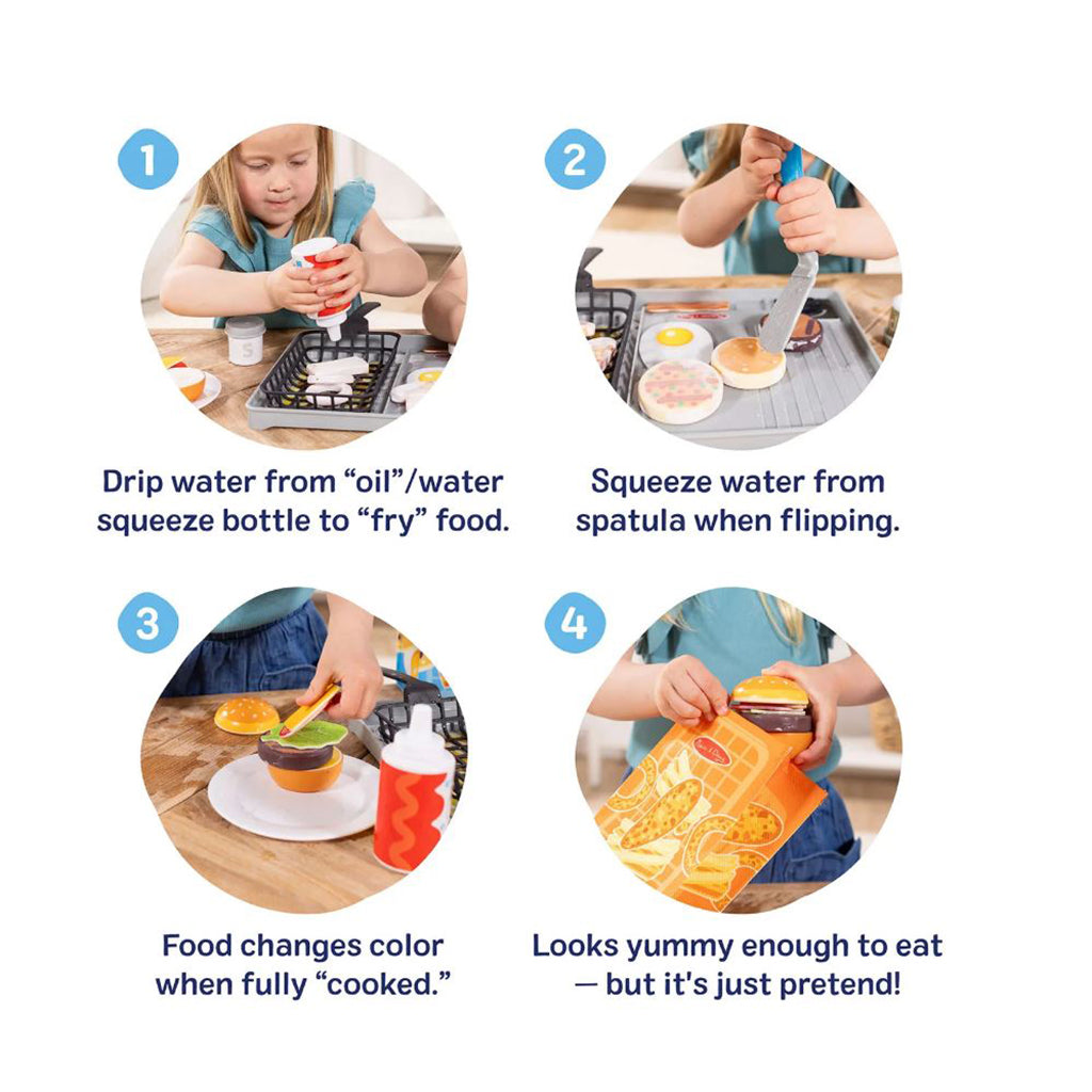 Melissa & Doug Water Wow Play Food with Water-Activated Color Change, Grillbar