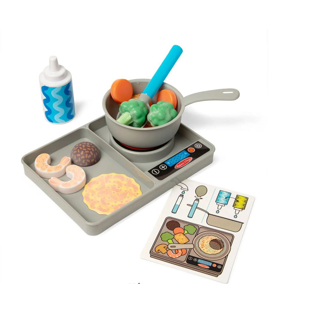 Melissa & Doug Water Wow Play Food with Water-Activated Color Change, Cooktop with Pot