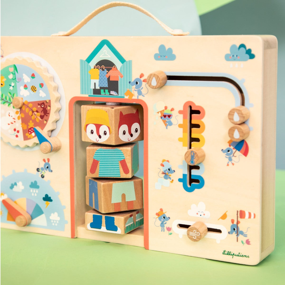 Lilliputiens Wooden Activity Panel, Dress for the Weather