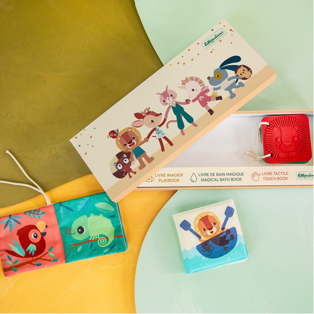 Lilliputiens Baby Toys, Set of 3 Sensory Books - Jack