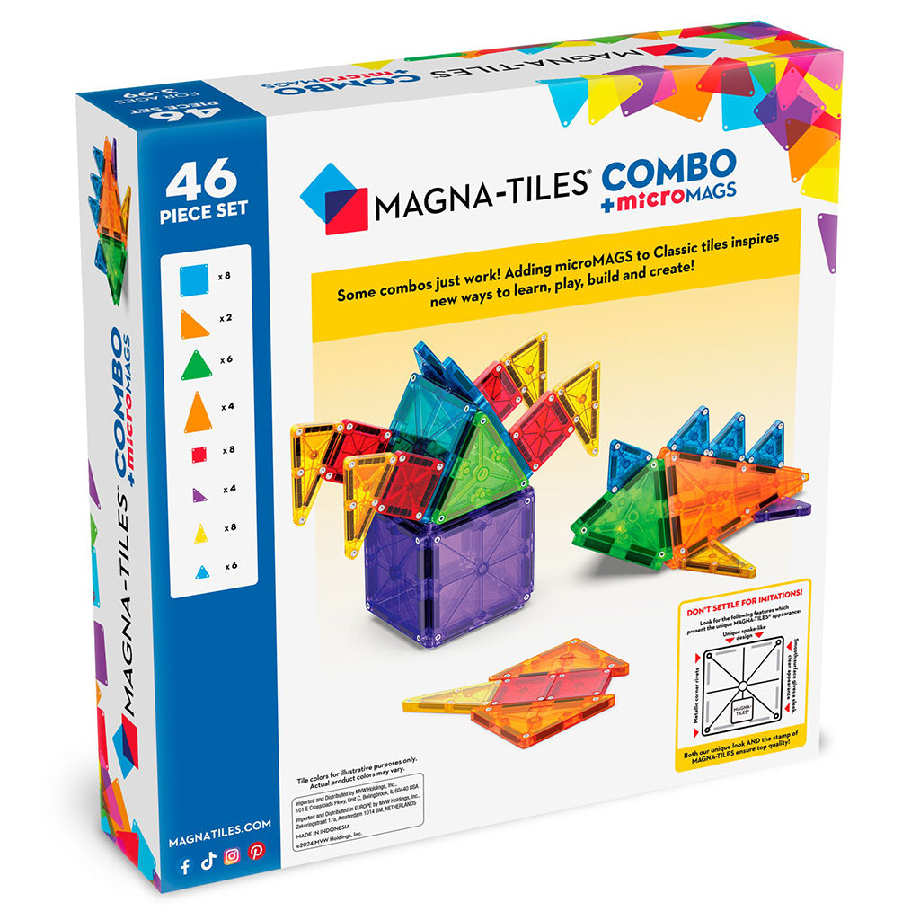 Magna-Tiles MicroMags Combo, Magnetic Building Set with 46 Pieces