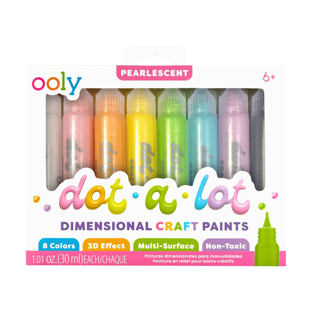 Ooly 3D Effect Dot Painting Set, Dot-a-Lot Pearlescent, 8 Pack