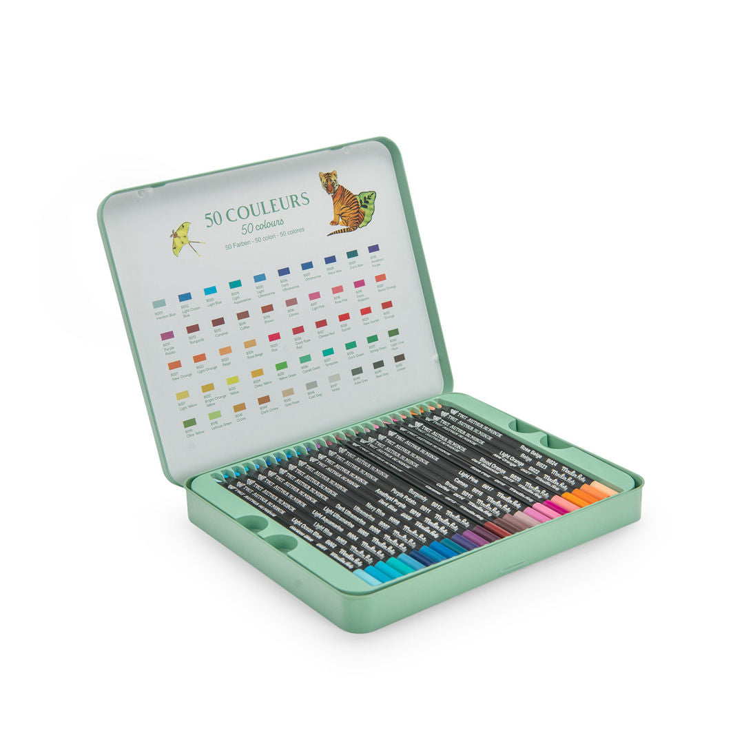 Moulin Roty Colored Pencils 50 pcs in Metal Case - Metallic