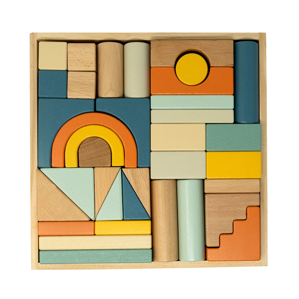 By Astrup Wooden Blocks in Tray - Blue
