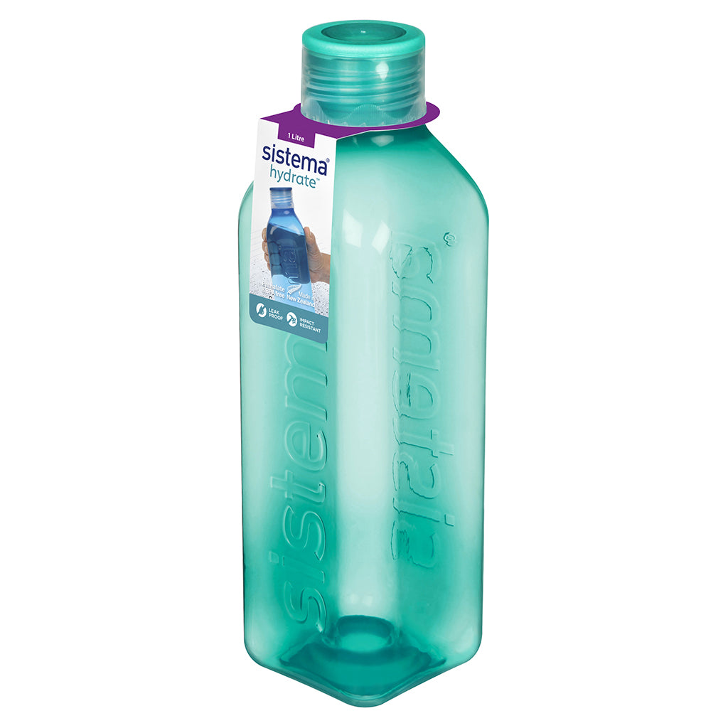 Sistema Drinking Bottle, Square Bottle, 1 L – Minty Teal