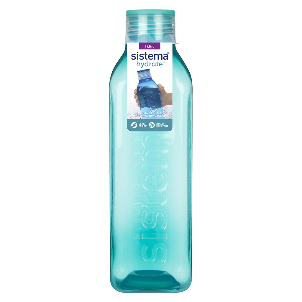 Sistema Drinking Bottle, Square Bottle, 1 L – Minty Teal