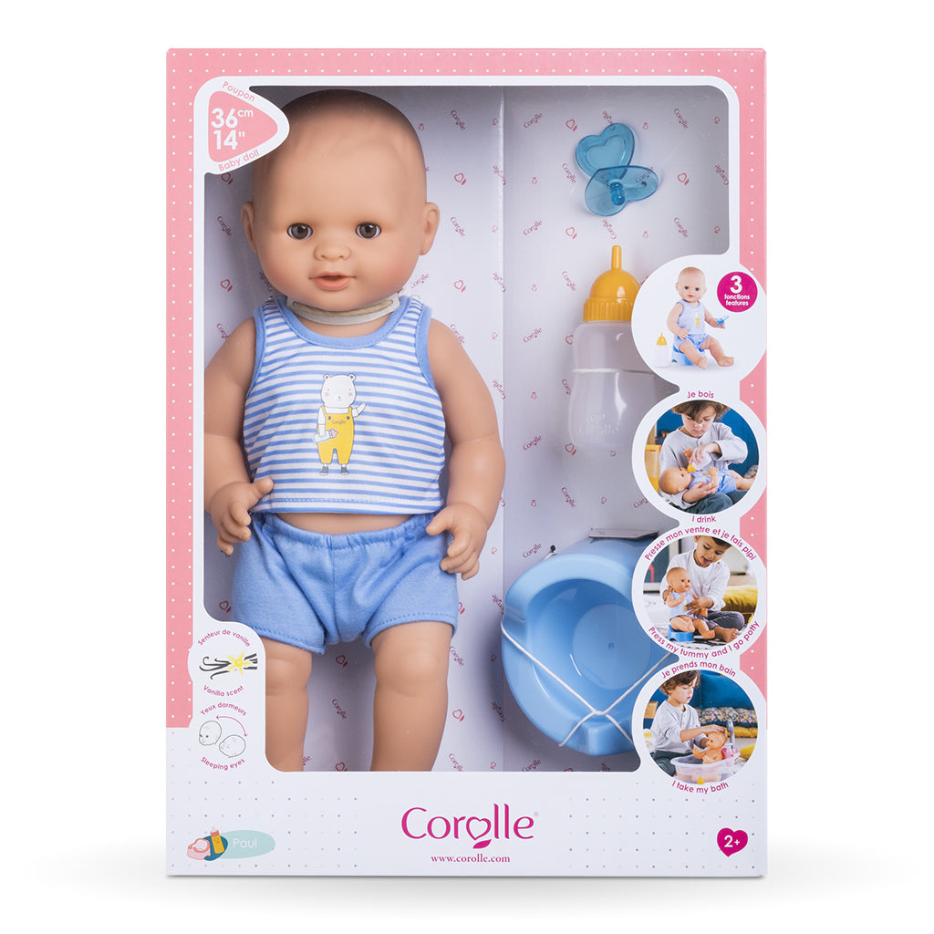 Corolle Baby Doll Mon Grand 36 cm, Paul - Bath Doll That Can Drink and Wet