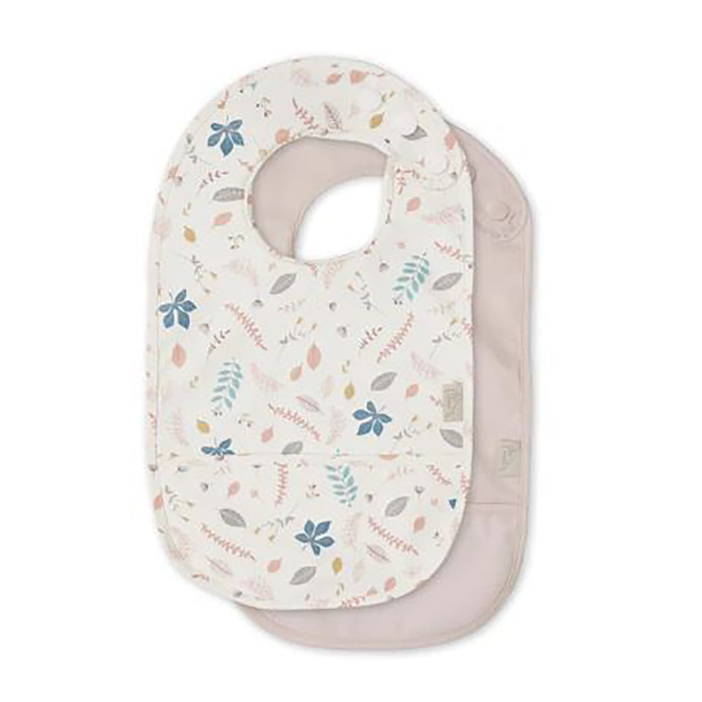 Cam Cam Bib with Pocket, 2-Pack - Pressed Leaves Rose/Dusty Rose
