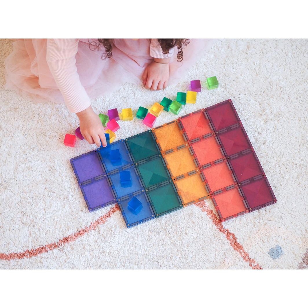 Connetix Rectangle Pack - 24-Piece Magnetic Set - Pastel