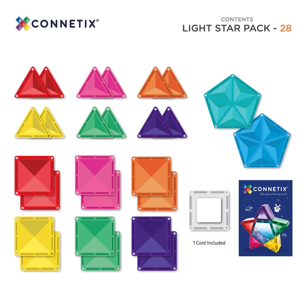 Connetix Light Star Pack, Magnetic Building Set with 28 Pieces
