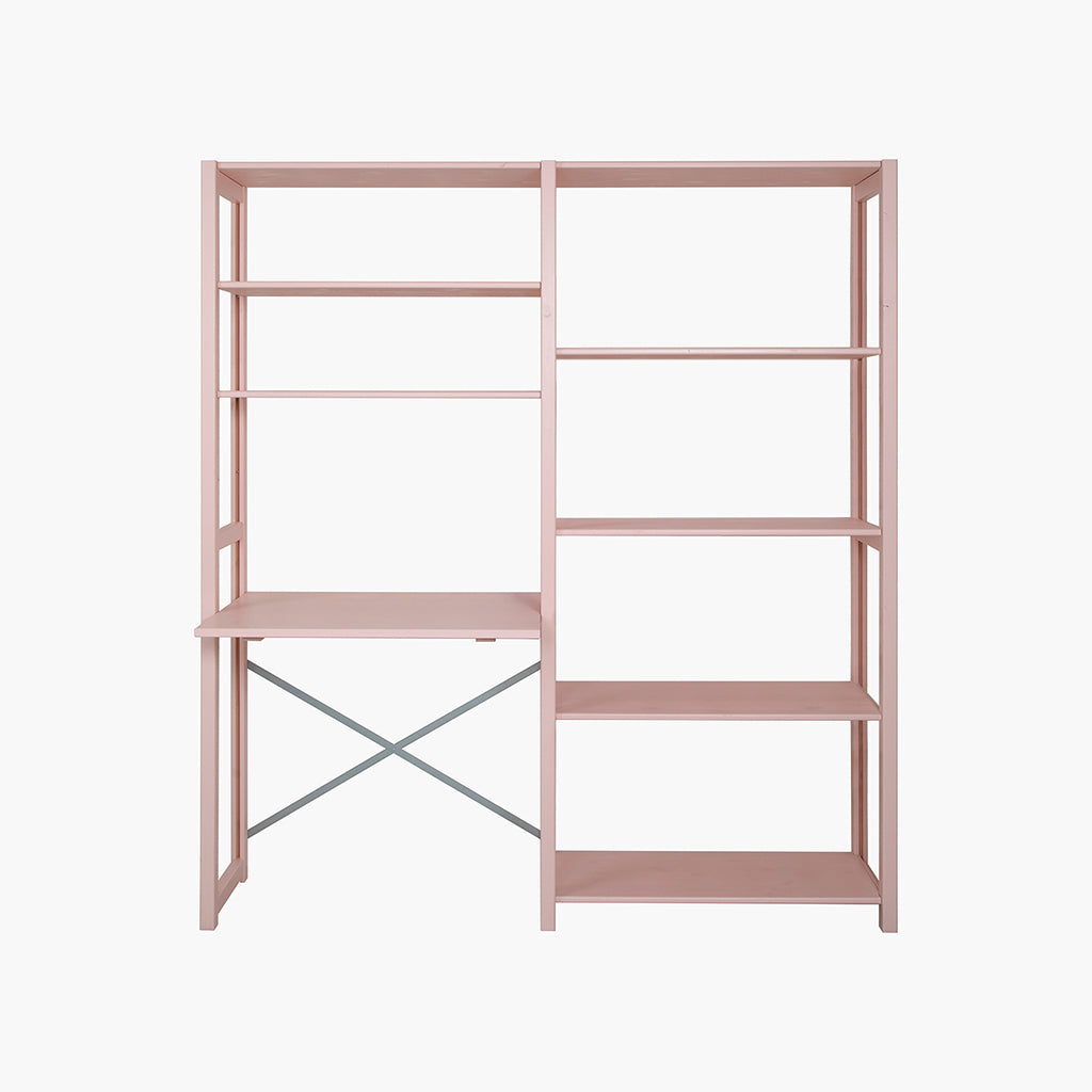 By Aulum Agger Large Ladder Bookcase with Desk, H: 198 x W: 163 cm – Blush
