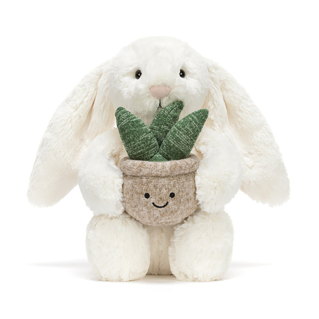 Jellycat Plush Toy, Bunny with Plant, Cream Bunny - 31 cm