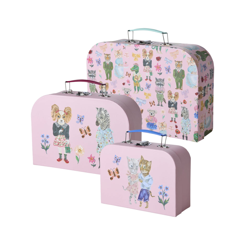 Rice Suitcase Set, 3 pcs, Pink - Nathalie Lété Print