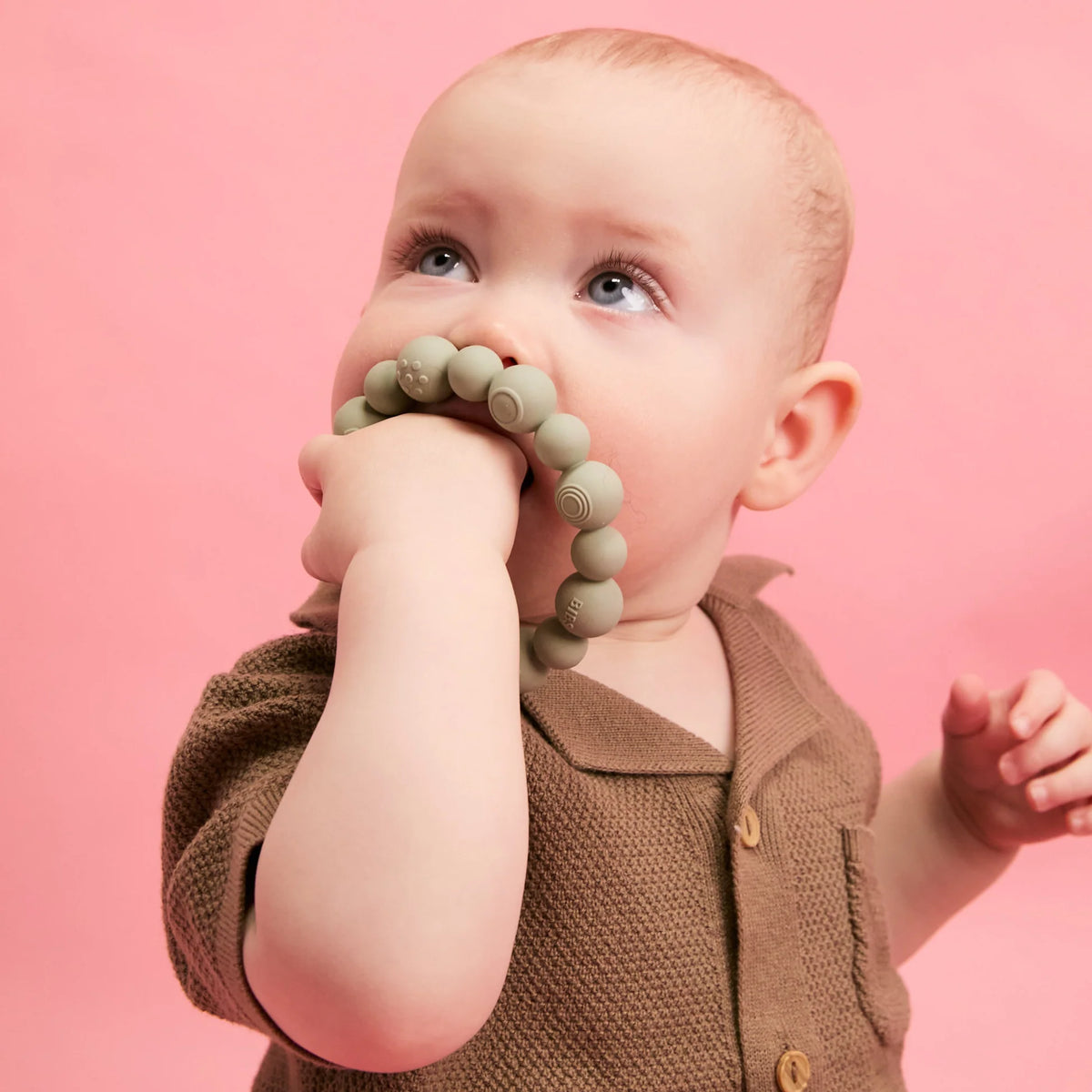 Bibs Silicone Teething Ring, Beaded – Sage