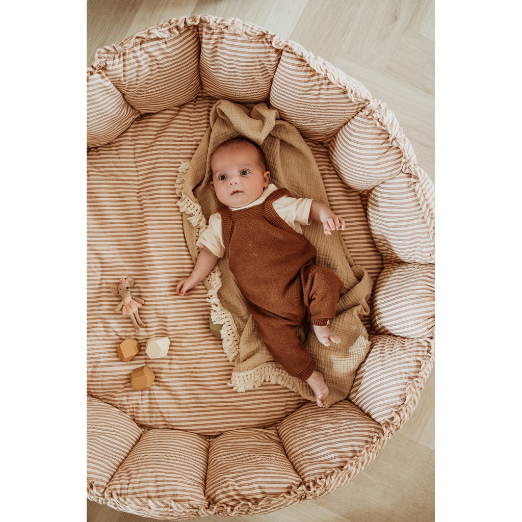 Play&Go Bloom, 3-in-1 Baby Blanket, Organic - Stripes Brown