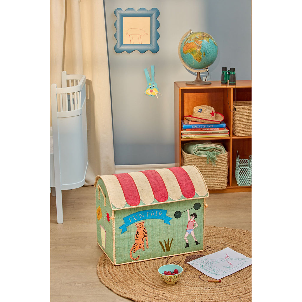 Rice Basket House for Storage, Blue - Fun Fair Theme