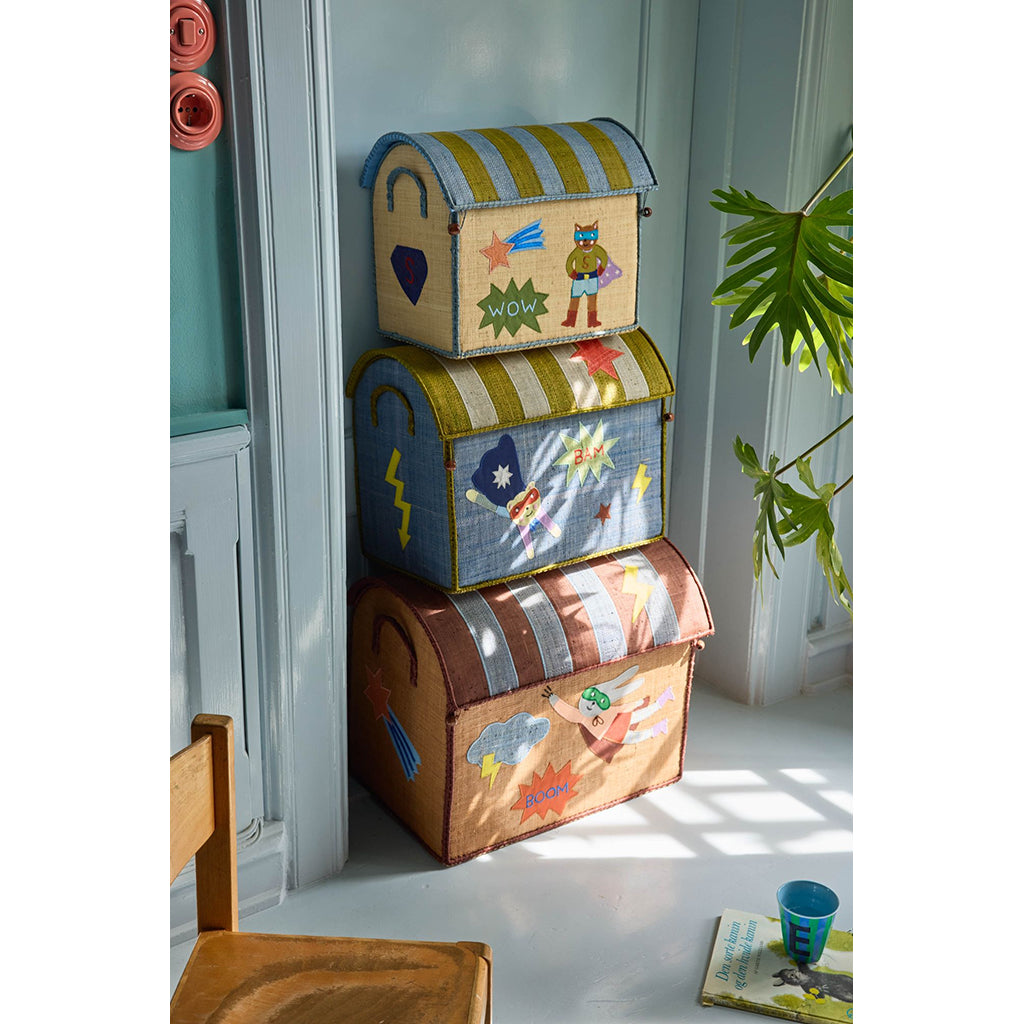 Rice Basket House for Storage, Natural – Hero Theme Blue