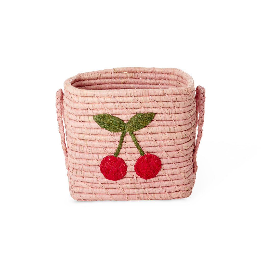 Rice Basket, Square, Small - Pink Big Cherry
