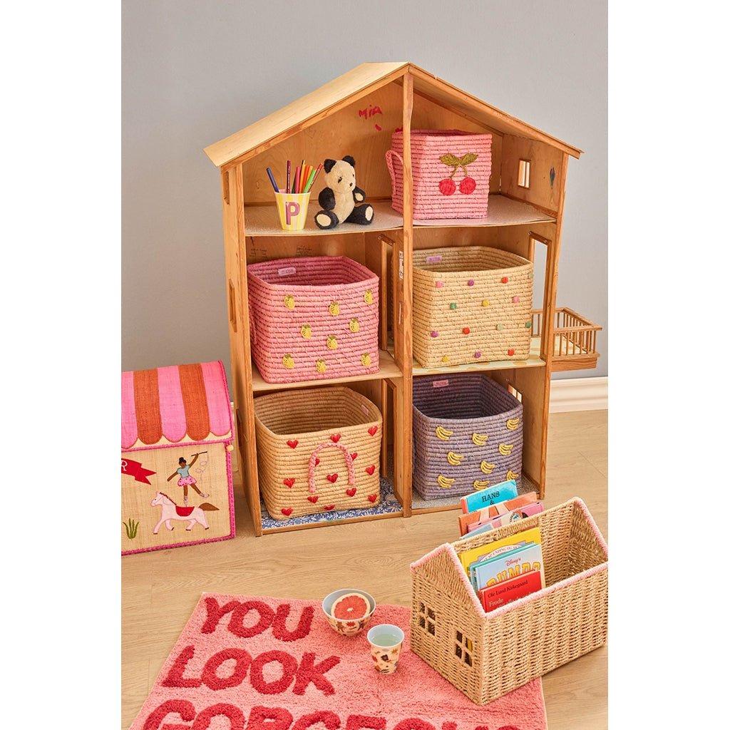 Rice Basket with Lemon Motif, Rose