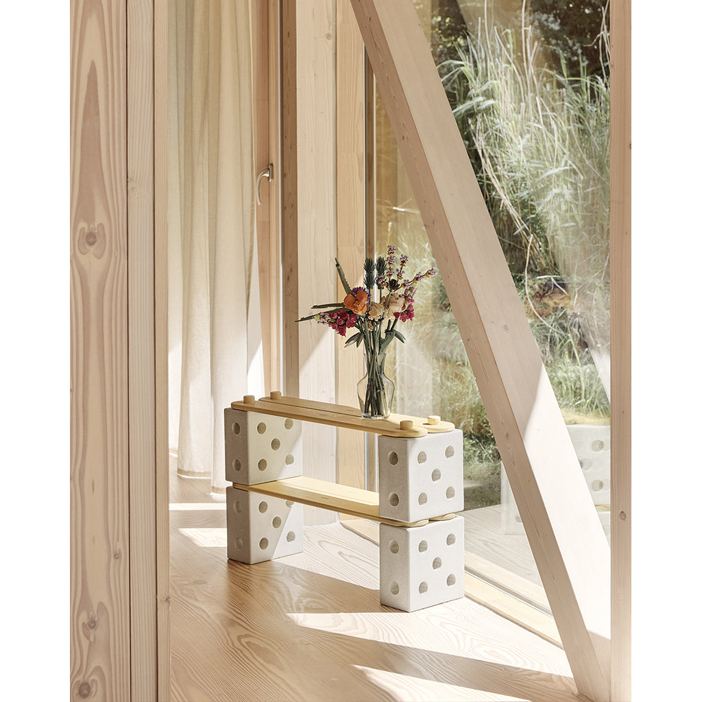 Modu Balance Track, Wooden Balance Path with Foam Blocks, Activity Toy - Sand Grey/Honey Yellow