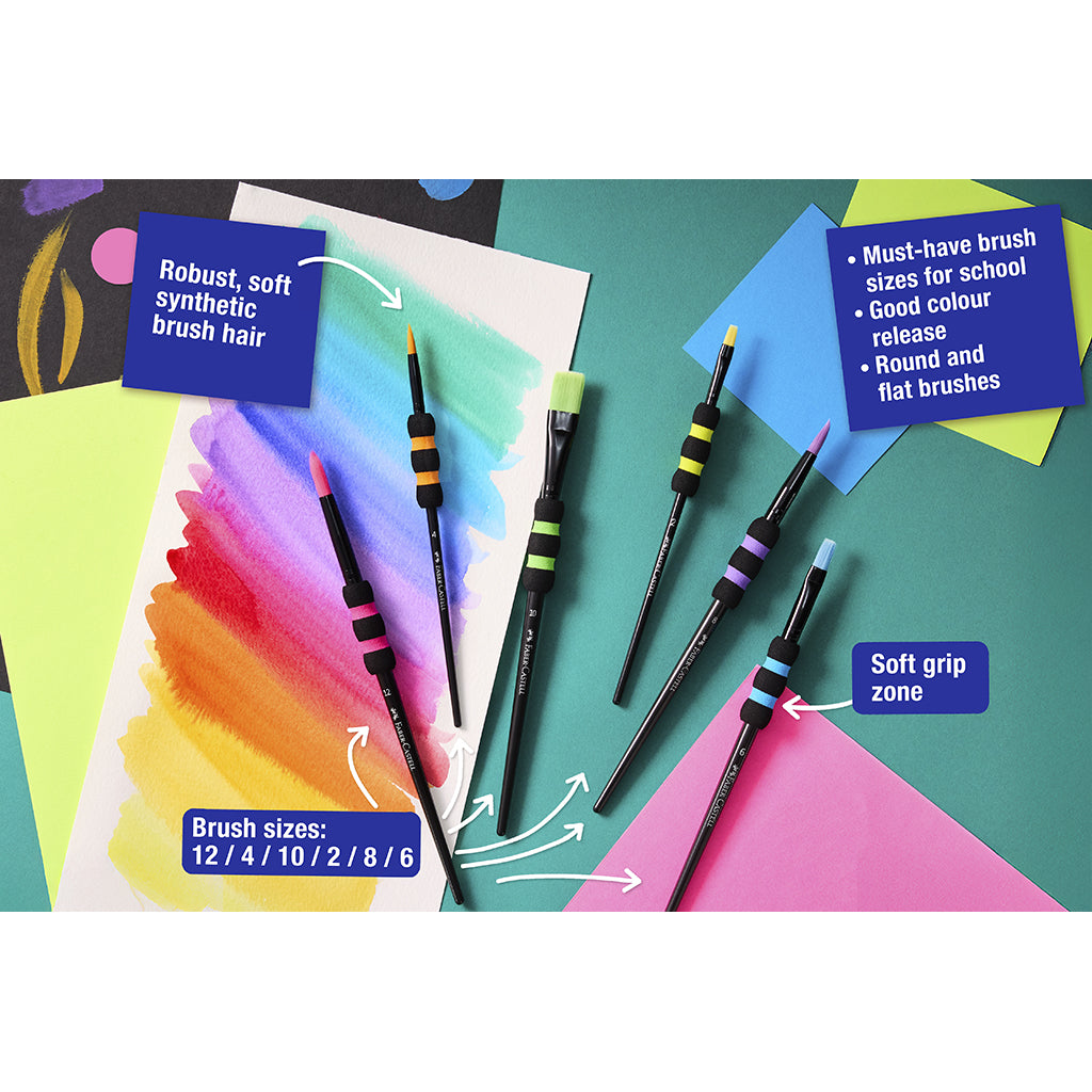 Faber-Castell, Paintbrush Set for Children – 6 pcs Soft Touch