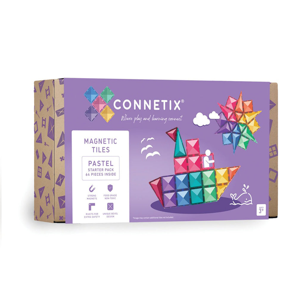 Connetix Magnetic Building Set, Starter Pack, 60 Pieces - Pastel