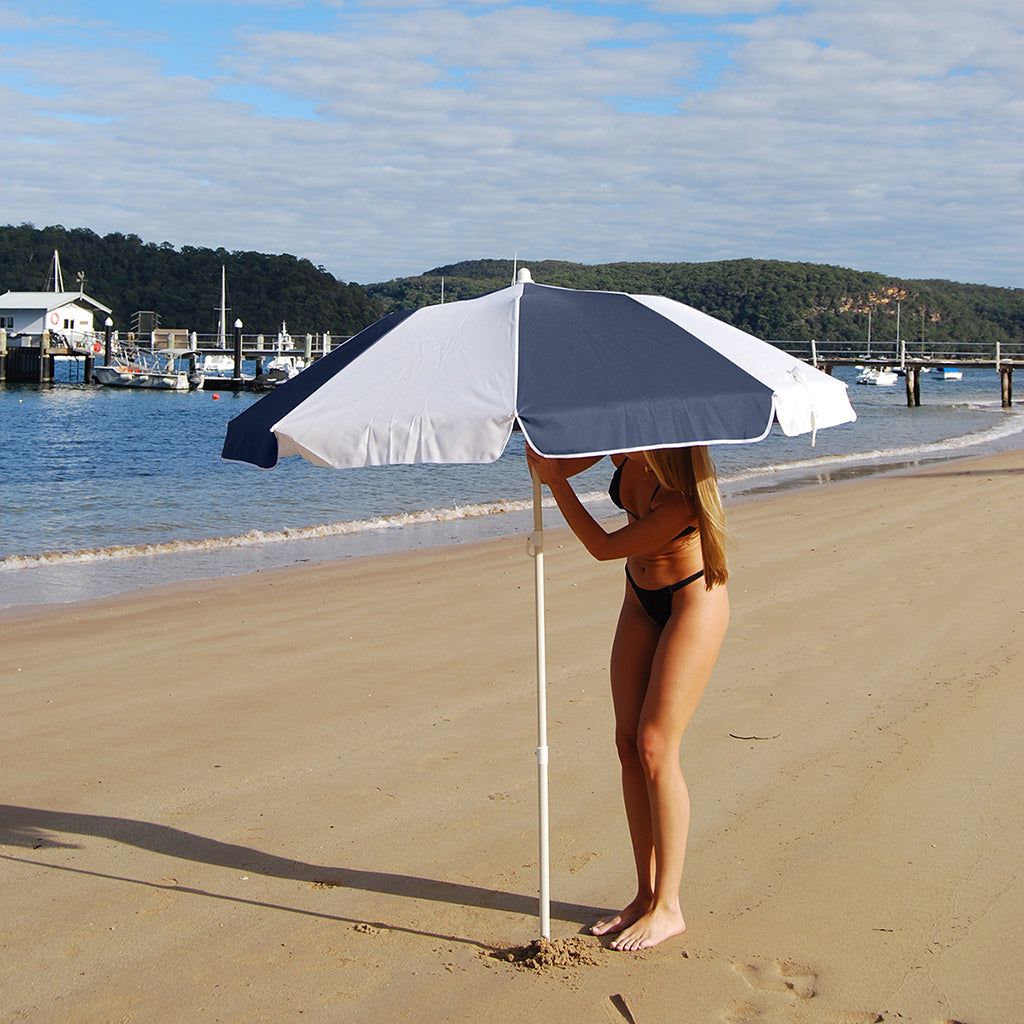 Sunnylife Compact Beach Parasol with UPF50 - Marine Stripe