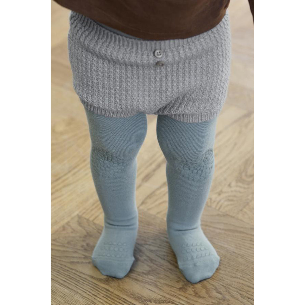 GoBabyGo Crawling Tights with Rubber Grips, Dusty Blue