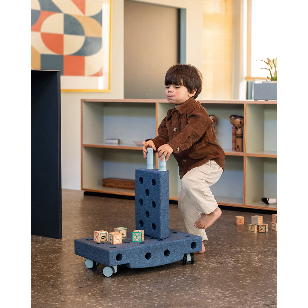 Modu Foam Building Toy, Curiosity Set, 14 Pieces - Deep Blue / Sky Blue