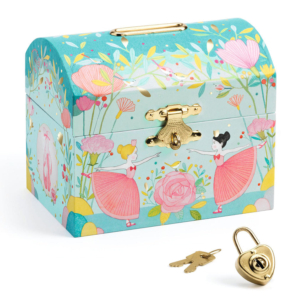 Djeco Treasure Chest Piggy Bank with Ballerina and Lock