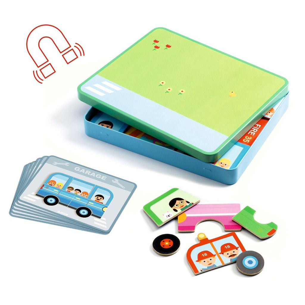 Djeco Magnetic Toy Set, Inzebox – Vehicles