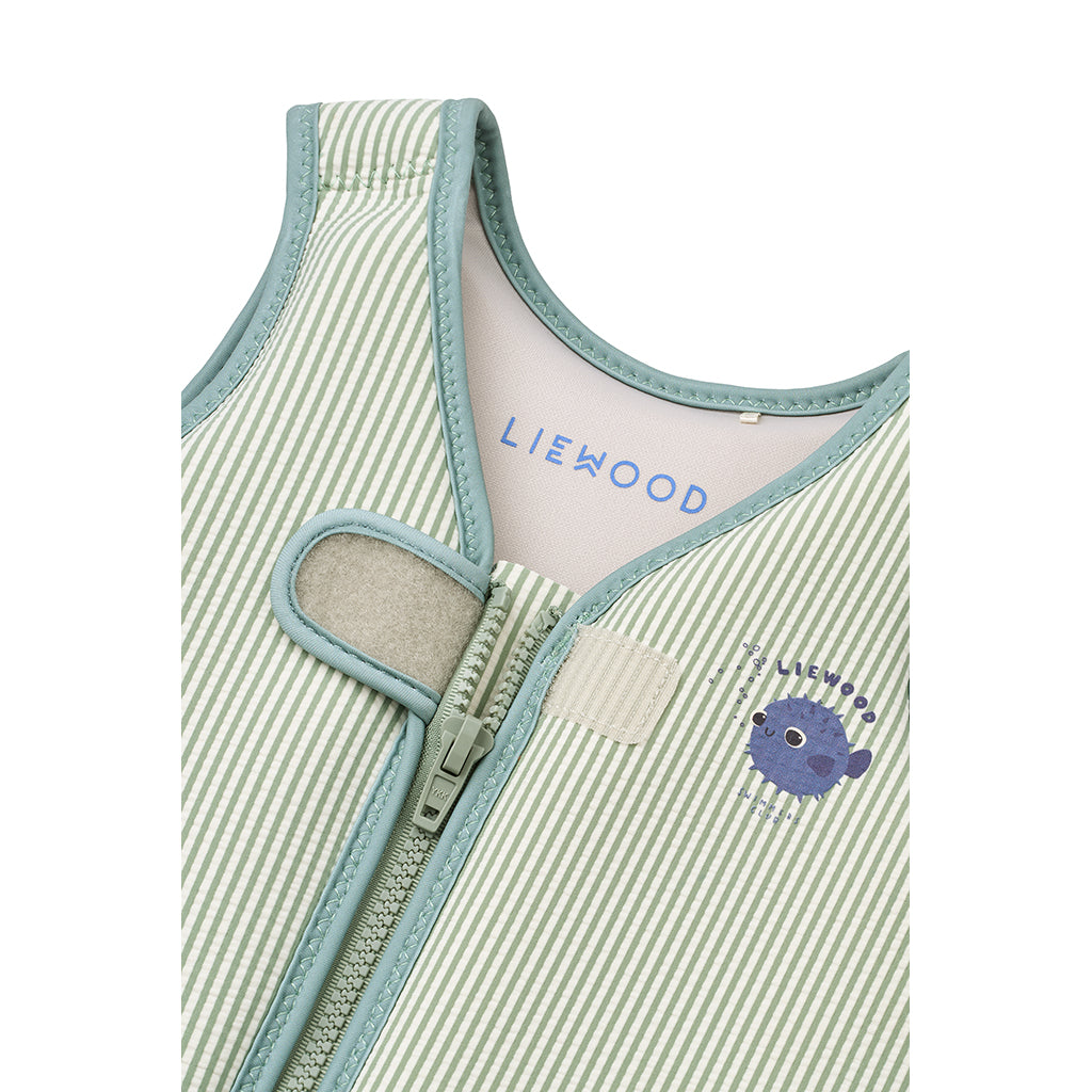Liewood Dove Swim Vest in Seersucker, Peppermint/Sandy - multiple sizes