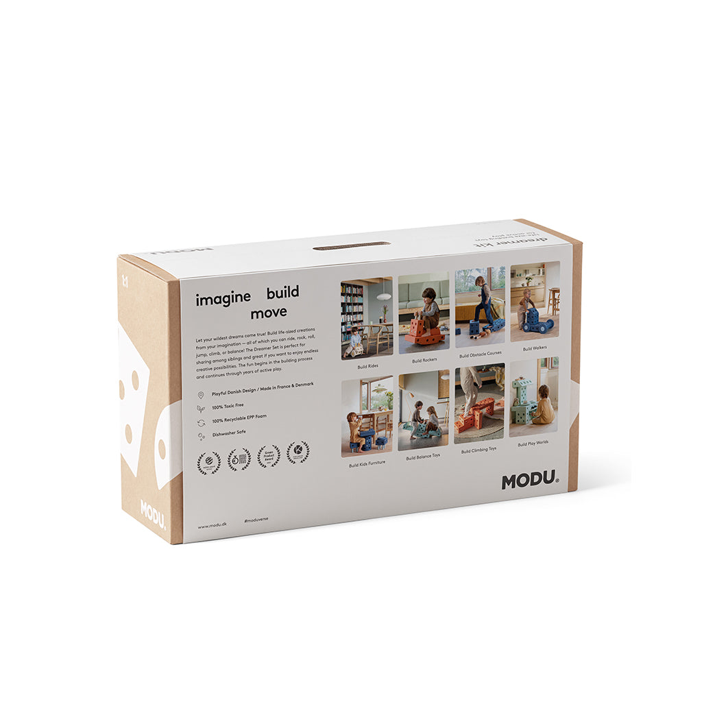 Modu Foam Building Toy, Dreamer Set, 34 Pieces - Burnt Orange / Dusty Green