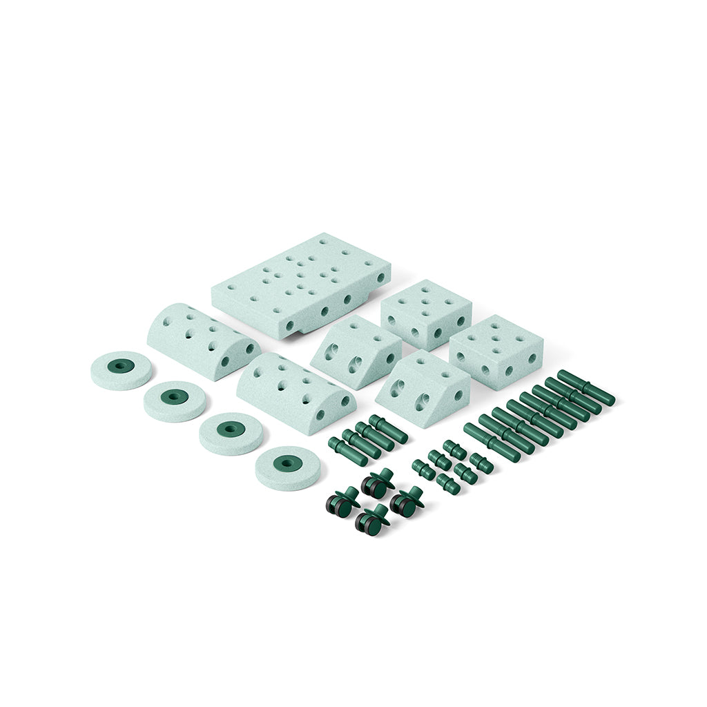 Modu Foam Building Toy, Dreamer Set, 34 Pieces - Ocean Mint/Forest Green