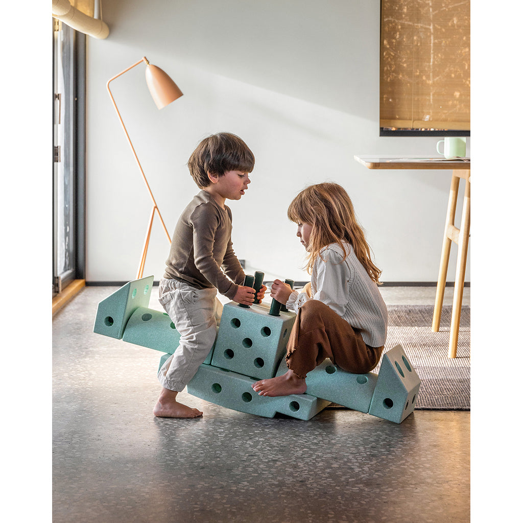 Modu Foam Building Toy, Dreamer Set, 34 Pieces - Ocean Mint/Forest Green