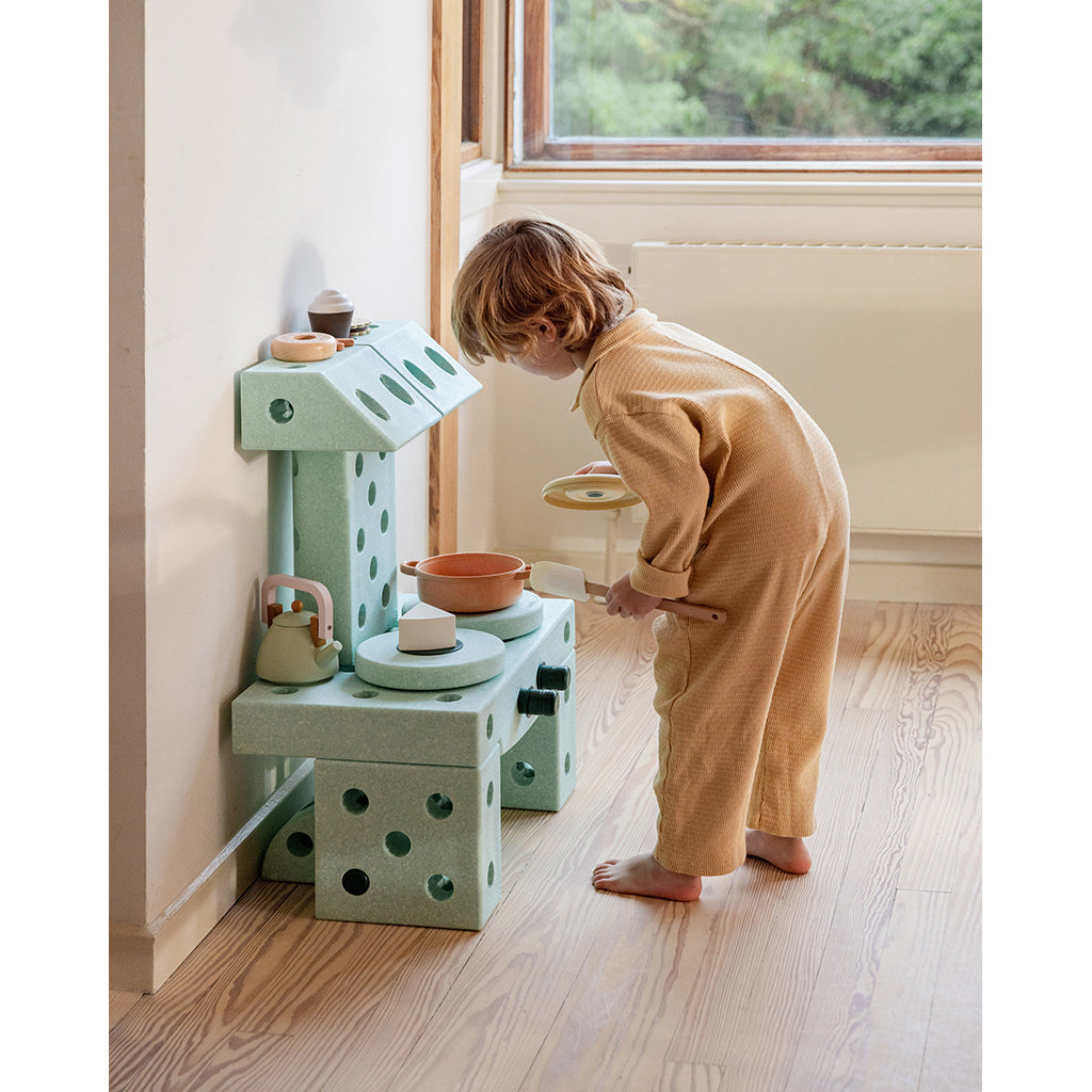 Modu Foam Building Toy, Dreamer Set, 34 Pieces - Ocean Mint/Forest Green