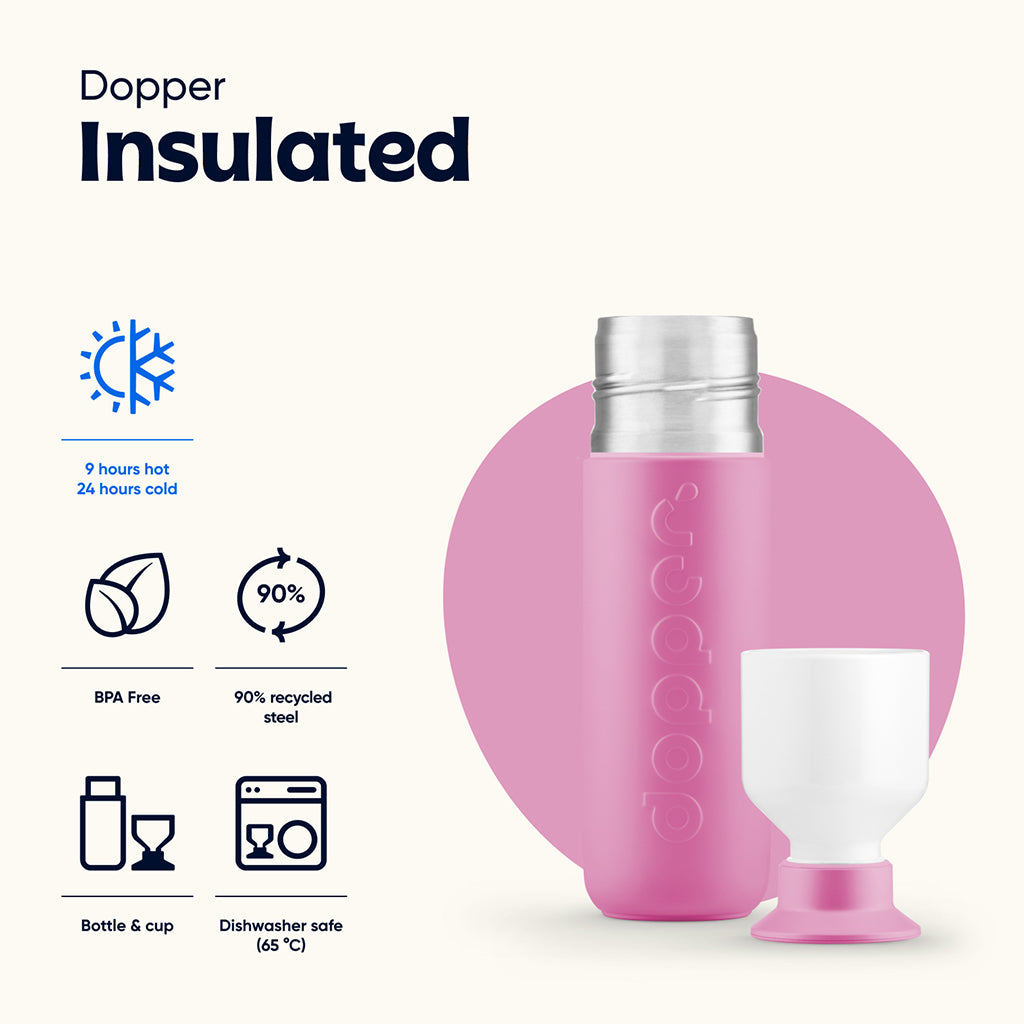 Dopper Insulated Thermos Bottle, 350 ml - Pelican Pink