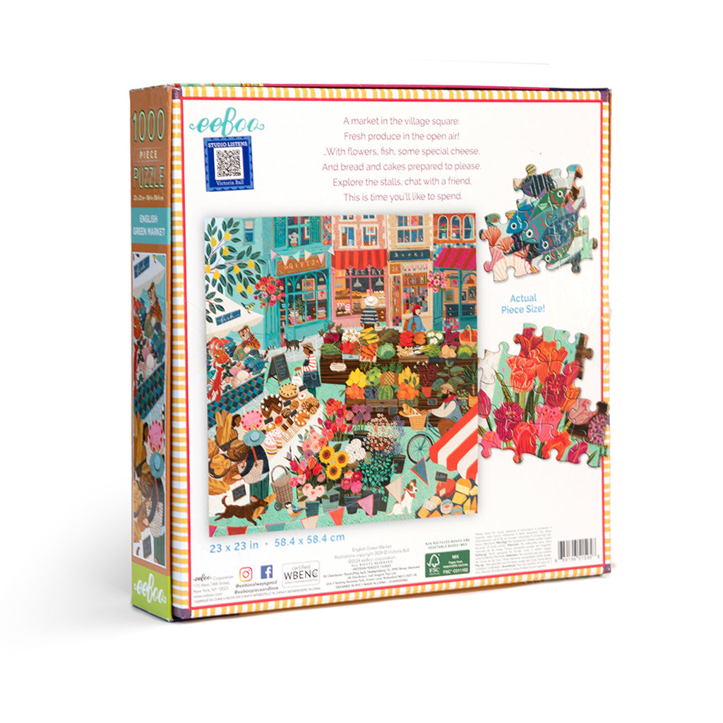 eeBoo Jigsaw Puzzle 1000 Pieces, English Green Market