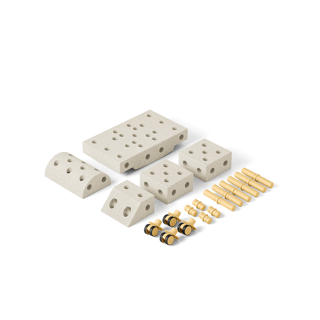 Modu Foam Construction Toy, Explorer Set, 20 Pieces – Sand Grey / Honey Yellow