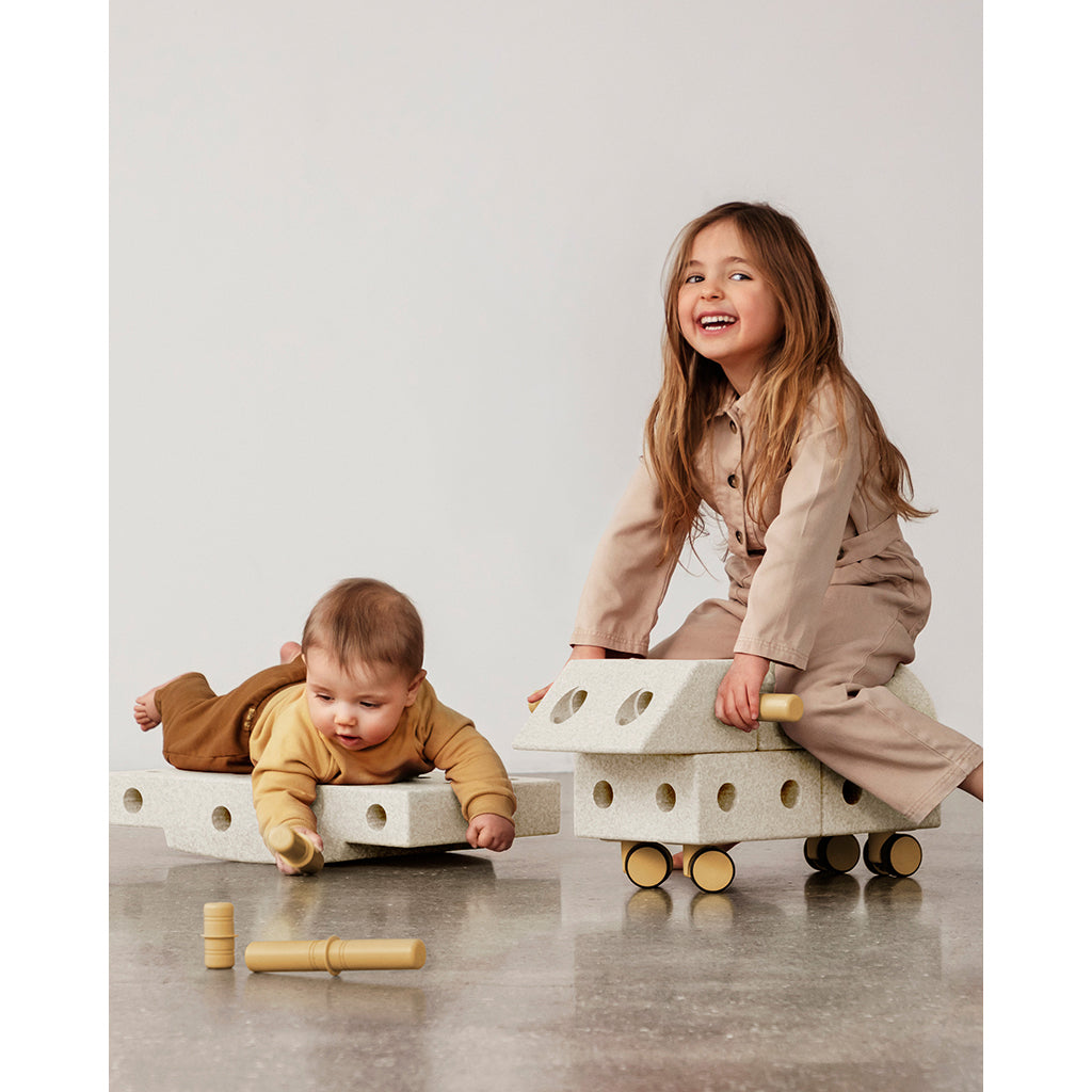 Modu Foam Construction Toy, Explorer Set, 20 Pieces – Sand Grey / Honey Yellow