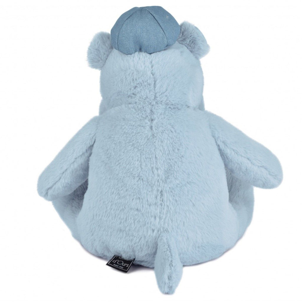 Doudou et Compagnie Plush Hippopotamus, Blue with Embroidered Patches - 38 cm