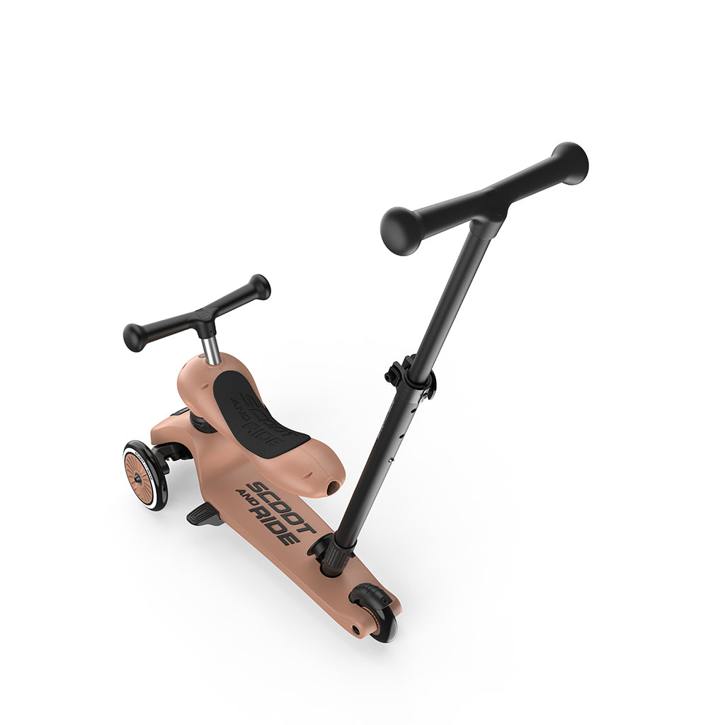 Scoot and Ride, Highway Kick 1, Push & Go Scooter with Push Bar - Mocha