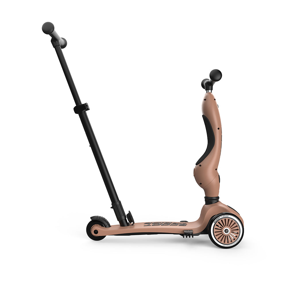 Scoot and Ride, Highway Kick 1, Push & Go Scooter with Push Bar - Mocha