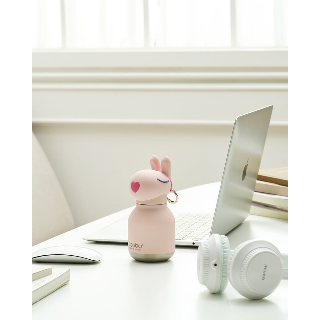 Asobu Bestie Mini Thermo Water Bottle with Keychain, 200 ml - Bunny