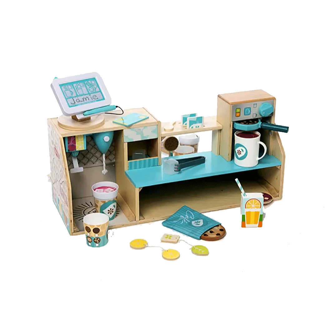 Melissa & Doug Wooden Play Food Set, Barista Coffee Bar – 35 Pieces