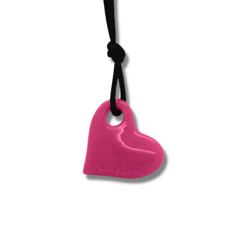JellyStone Designs Sensory Chew Necklace, Firm - Pink Heart